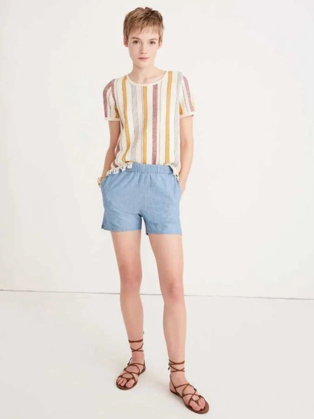 New XXL Madewell chambray pull-on shorts